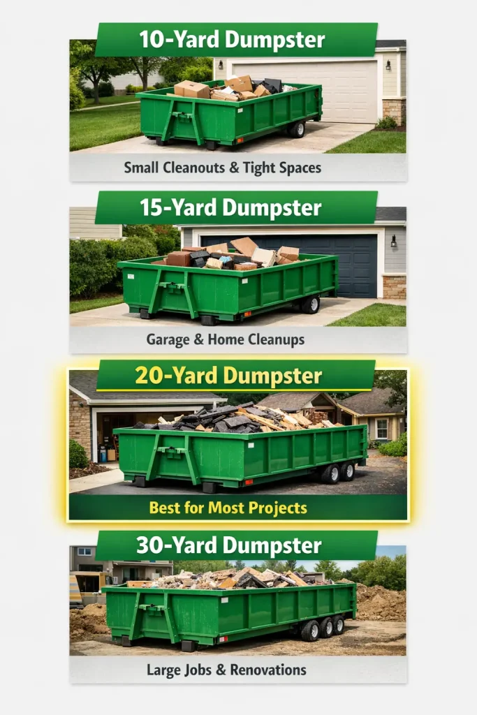 dumpster sizes guide 10 15 20 30 yard sioux falls 605 roll off